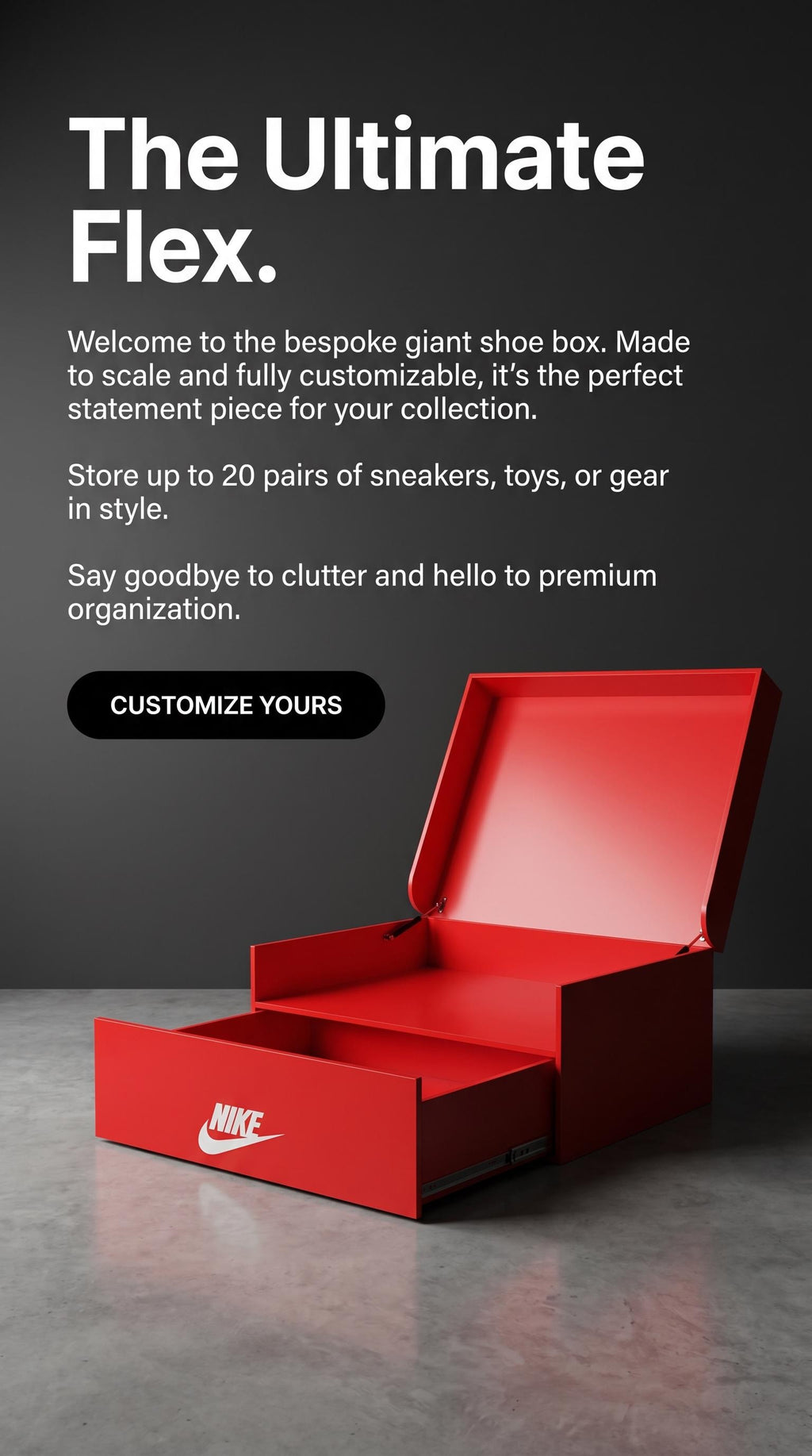 Custom Giant Shoe Box: Holds 20 Pairs - Made to Order